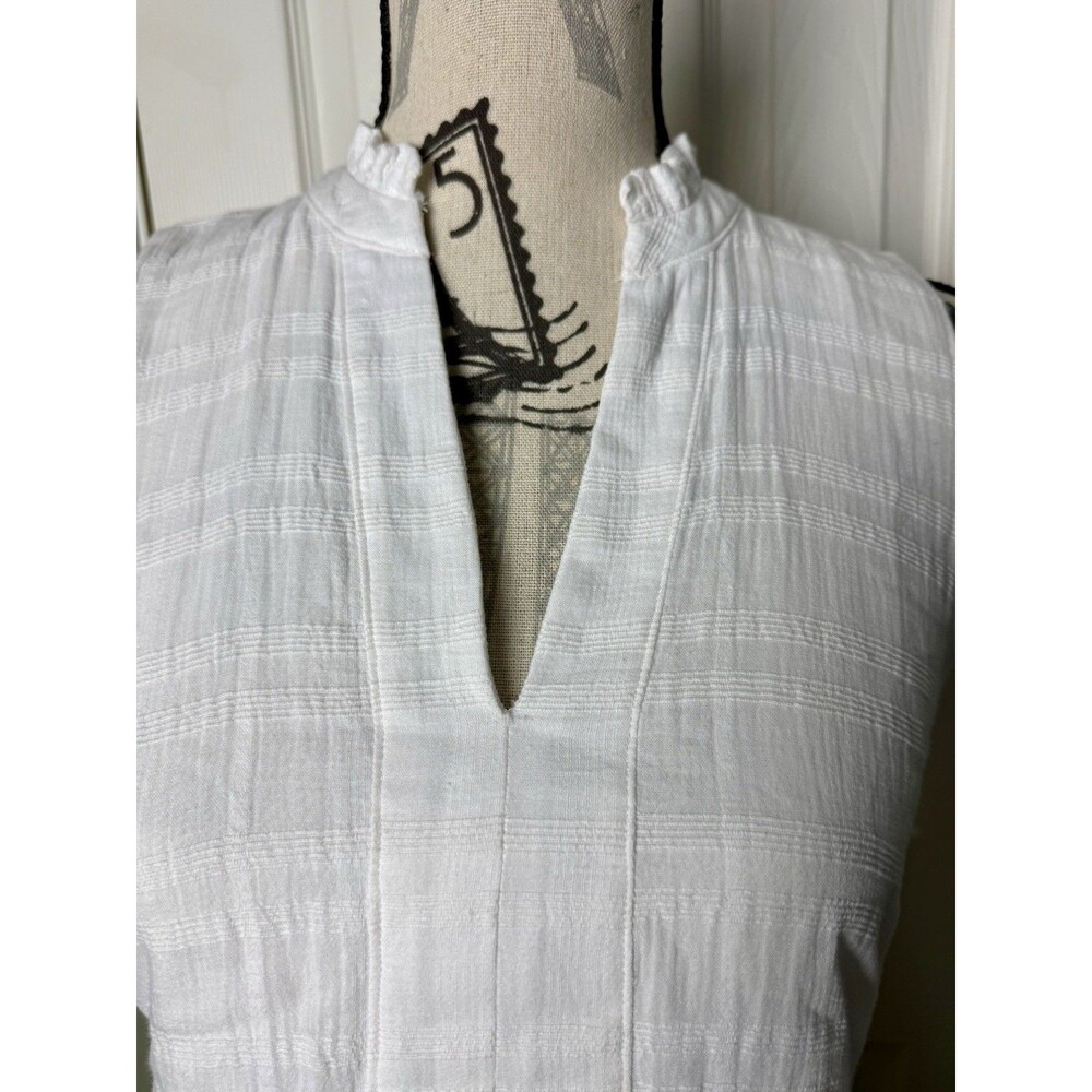 Gibsonlook White Sleeveless Ruffle Split Neck Knee Sundress Women Size S - Picture 3 of 7